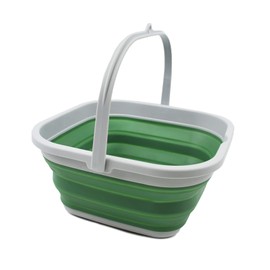 SAMMART 5.5L Collapsible Square Handy Bucket/Foldable SquareWater Pail/Portable Tub with Handle. (Grey/Dark Sea Green)