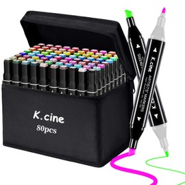 K.CINE Alcohol Markers, 80 Permanent Art Coloring Markers for Adult Coloring Books Artist Adults Cozy Coloring Illustrations, Book Painting Card Making,Dual Brush Tip-Fine and Chisel Tip