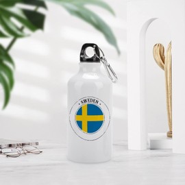 VEHFA Sweden Funny Aluminum Sports Water Bottle Sweden Flag Insulated Sports Water Bottle with Carabiner Clip, 14 OZ