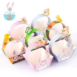 Naler 10 x Easter Baskets Gift Baskets with Easter Bunnies and Chicks for Easter DIY Easter Egg Hunt