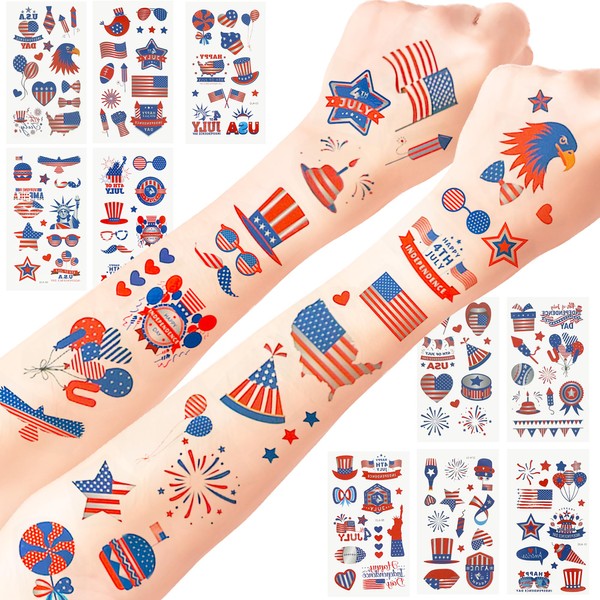 120PCS 10 Sheets Temporary Tattoos,4th Of July Temporary Tattoos,4th Of