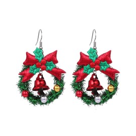 Christmas Hoop Earrings for Women Gold Jingle Bell Earrings Cute Bow Wreath Earrings Xmas Dangle Drop Earrings Christmas Jewelry Festivel Holiday Accessory