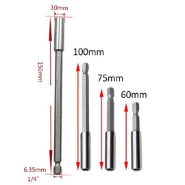 3pcs Electric Drill Screwdriver Extension, Quick Release Magnetic Drill Bit Holder with 1/4" Hex Shank for Drill and Handheld Driver (75/100/150mm)
