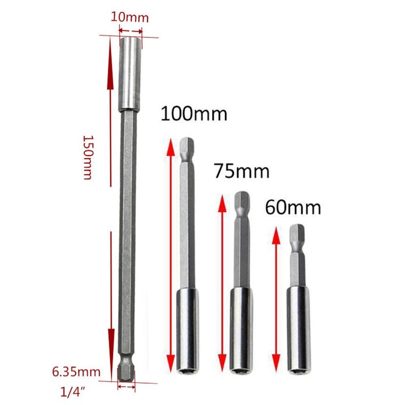 3pcs Electric Drill Screwdriver Extension, Quick Release Magnetic Drill Bit