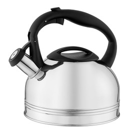 FLORINA Anter Kettle 1.9 L Stainless Steel Tea Kettle Whistling Kettle with Bakelite Handle Automatic Whistling Kettle for Tea and Coffee Suitable for All Hob Types Colour: Silver