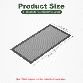 YOKIVE 6 Pcs Magnetic Floor Vent Covers, Floor Register Cover PVC Mesh Air Vent Screen Filters, Great for Home Floor, Wall, Ceiling, Catch Debris Hair Dust (Black, 10-Inch x 5-Inch)