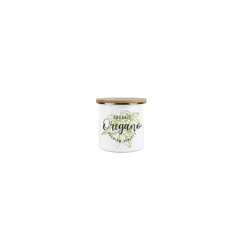 Purely Home Oregano Green Herbs Storage Canister - White And