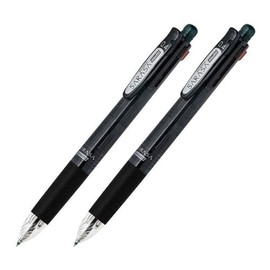 Multi Function 5-in-1 0.4mm Ballpoint Pen, Black Red Blue Green Ink, 0.5mm Mechanical Pencil, Black Body, Pack of 2, J4SAS11-BK