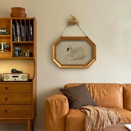 SoochART Gold Framed Canvas Wall Art Vintage Decor,White Swan Painting Prints,8"x12"Picture Frame With Accessories for Living Room Bathroom Kitchen Bedroom