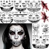 10 Sheets Scary Face Tattoos Halloween Temporary Tattoos Horrible Stitch