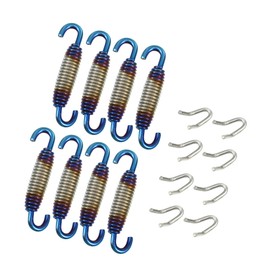 ACROPIX 58mm 2.28" Stainless Steel Blue Silver Tone Exhaust Pipe Spring for Motorcycle with U Shape Hooks - Pack of 8