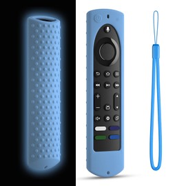 Silicone Cover for Fire TV Stick 4K+ Max 2nd gen 2023 Remote Cover, Toshiba/Insignia Smart TV Remote Silicone Case Cover Anti-Slip Sleeve with Lanyard (Glowblue)