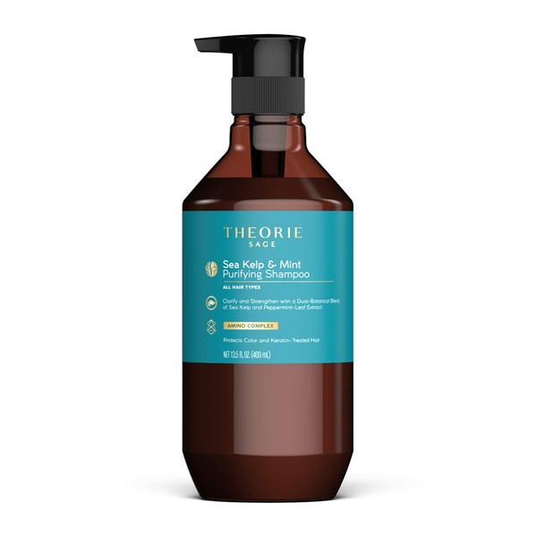 Theorie: Sage – Sea Kelp & Mint - Purifying Shampoo – Clarify & Strengthen – All Hair Types – Protects Color & Keratin Treated Hair, 800mL