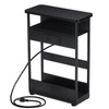YEAKOO Narrow Side Table with Charging Station, 3-Tier End Table