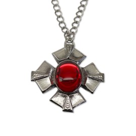 Renaissance Medallion with Red Cabochon Extra Large Pendant Necklace