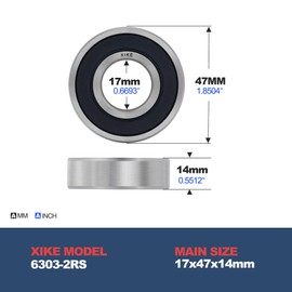 XiKe 10 Pcs 6303-2RS Double Rubber Seal Bearings 17x47x14mm, Pre-Lubricated and Stable Performance and Cost Effective, Deep Groove Ball Bearings.