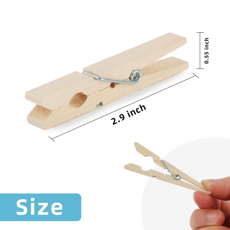 50Pcs 2.9 inch Wooden LargeClothes Pins,Wooden Clothespins Photo Clips Photo