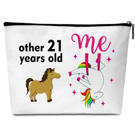 21th Birthday Gifts for Girls, 21 Years Old Funny Unicorn Makeup Bag, 21th Birthday Gifts Cosmetic Bag for Sister Bestie Best Friends Daughter Niece-A04
