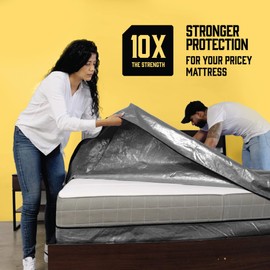 Mattress Bags for Moving with 8 Handles - Cali King Size - Extra-Thick Mattress Bag for Moving - Reusable Mattress Storage Bag - Mattress Cover for Moving with Zipper, Moving Mattress Bag Protector