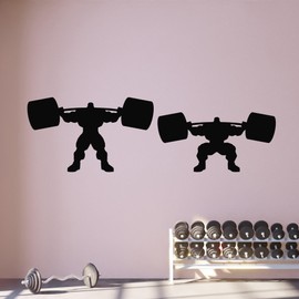 Vinyl Wall Decal Bodybuilding Fitness Training Gym Sport Barbell Muscle Stickers Mural Large Decor (g9042) Black