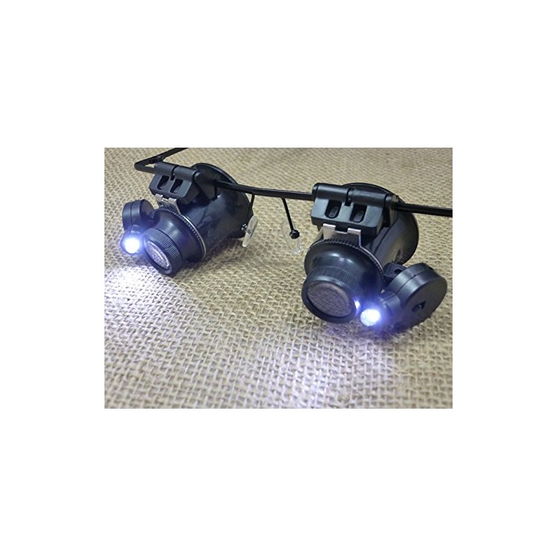 PPLS with LED Light Glasses Type Head Loupe 20 X Magnifier