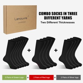 Lamouvre 7 Pairs Bamboo Wool Business Dress Socks Cotton Black for Men Women Breathable Moisture Wicking Durable Perfect Love Gift (CA/US, Numeric, 6.5, 9.5, Regular, Regular, Black)