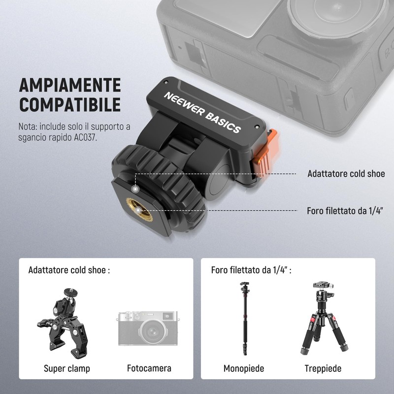 NEEWER BASICS Adattatore Cold Shoe Magnetico Compatibile con DJI OSMO