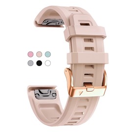 OUTVI 20mm Watch Band for Garmin fenix 5s fenix 6s fenix 7s pro soft silicone with Rose Gold buckle quick fit 20 bands Replacement for garmin epix pro gen 2 42mm long strap women Tanly Dust Rose