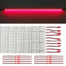 Under Cabinet LED Lighting 10Pack Rigid DC 12V LED Light Strip Light Super Bright Led Bar - Red SMD5630 9W 84LED Double Row 0.5m/20in for Counter,Shelf,TV Back,Showcase