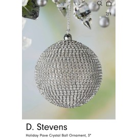 D Stevens For Neiman Marcus 3” Crystal Pave Disco Ball Christmas Ornament NWT