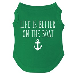 Life is Better On A Boat Summer Dog Tee Shirt Sizes for Puppies, Toys, and Large Breeds (Green, 6X-Large 139)