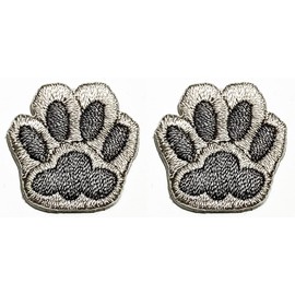 Rareeasy Patch Set 2 Pcs. Mini Puppy Paw Print Gray Embroidery Cartoon Patch Iron on or Sew on Embroidered Patches for Clothes Bag T-Shirt Jeans Biker Badge DIY Fashion Costume