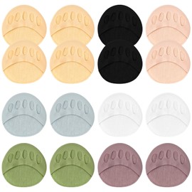 LOPHE Bunion Pads Forefoot, 8 Pairs of Fabric Forefoot Pads, Reusable Forefoot Pads, Non-Slip Feetly Soles, Bunion Cushion, High Heels Inserts, Metatarsal Pads (7 Colours)
