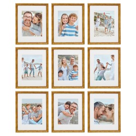 Sheffield Home 9 Piece Gallery Wall Frame Set, 11x14 Inch, Matted to 8x10 Inch, Antique Bronze