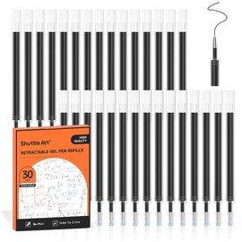 Retractable Gel Pen Refills, Shuttle Art 30 Pack Black Rollerball Gel Ink Pens Refills, Bulk Set, 0.7mm Fine Point for Writing Journaling Taking Notes School Office Home