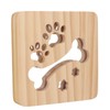 3D Night Lamp Bone Paw Print Pattern Hollow Design Wooden