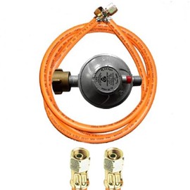 TGO Gasgeräte GmbH 30 mbar Vehicle Pressure Regulator + Gas Hose Winterproof 2 x 1/4 Inch Left Union Nut (30 mbar + 80 cm Gas Hose)