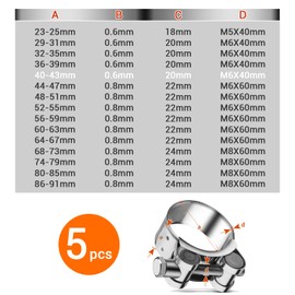 TXXATX Joint Bolt Clamps Stainless Steel 40-43 mm Exhaust Clamp Pack of 5 Hose Clamps Exhaust Pipe Band Width 20 mm Motorcycle Exhaust Clamp for Hose Water Pipe Exhaust Clamp