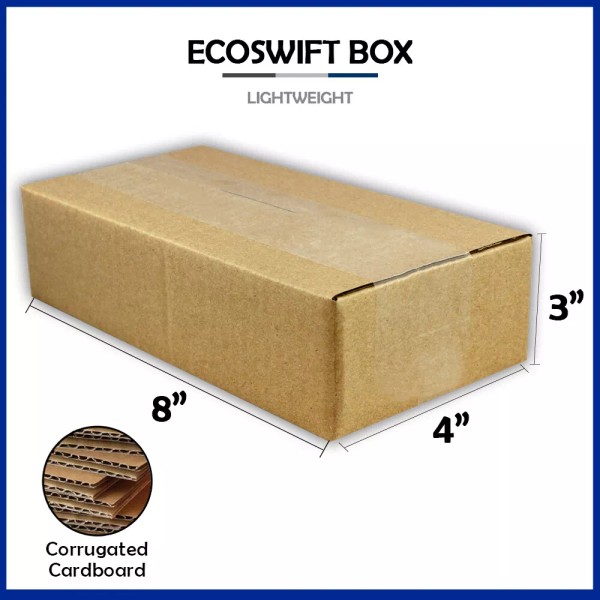 EcoSwift 1-Box 8x4x3 "EcoSwift" Brand Cardboard Packing Mailing Shipping Corrugated