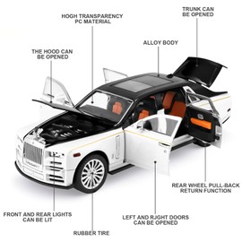 Toy Model Phantom Car Toy for Boys, 1:22 Diecast Metal Model Pull Back Toy Car Phantom with Sound and Light, Gift Toys for Christmas Newyear Birthday