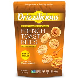 Drizzilicious Mini Flavored Rice Cakes French Toast - Rice Crisps, Healthy Snack for Adults and Kids, Vegan, Gluten Free Snack, Allergen Free, Only 90 Calories Per 21 Pieces - 4 oz (Pack of 1)