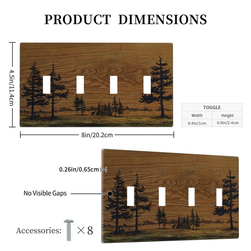 VGHOKO Decorative Switch Plate Covers Rustic Farmhouse Brown Board Pine
