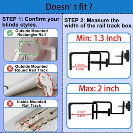 LAZTZQ Outside Mounted Blinds Curtain Rod Bracket Attachment, 1.3 - 2 inches Wide Track, Tool - Free & Drill - Free, with Installation Guide and Curtain Magnet Buckle (Black, 3 Pack)