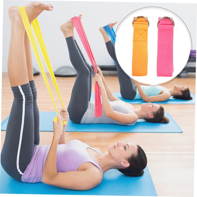 KOMBIUDA 2pcs Yoga Stretch Strap 1.8m Nonelastic Pilates Band for