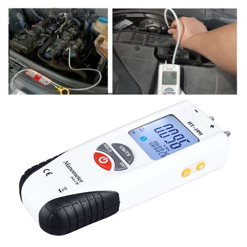 Digital Manometer Backlit Display Differential Dual Port Air and Gas