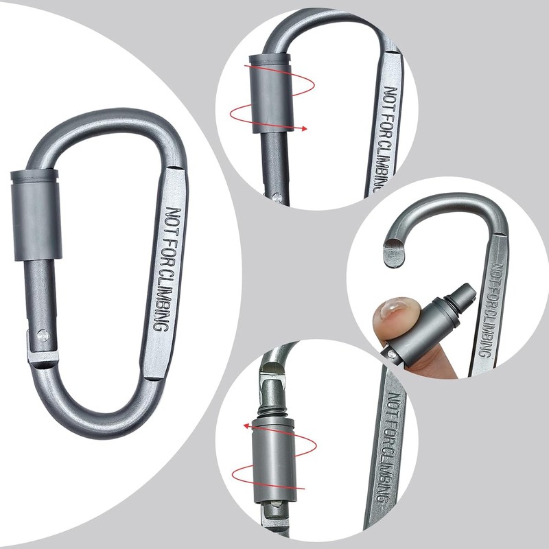 WADY Clips de Mosquetón, 10 Piezas Mosquetón Resistente con Bloqueo