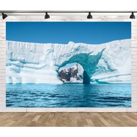 Loccor 8x6ft Fabric Antarctica Iceberg Backdrop Winter Glacier Arch Shaped Iceberg Polar Region Ocean Background Party Decorations Photo Props