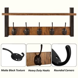 Bohaner 20Pcs Double Coat Hook Classic Antique Industrial Style Vintage Cast Iron Hanger Wall Hooks Clothes Hat Hooks Robe Hooks Wall Mounted Hook