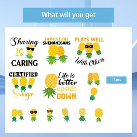 Pineapple Cruise Door Magnets Decorations - 13 Pcs Funny Tropical Vacation Cruise Essentials Magnets Waterproof Magnetic Stickers Ship Cabin Door Signs For Stateroom Refrigerator Carnival Party Decor