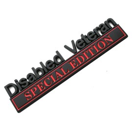1pc Disabled Veteran Special Edition Emblem Car Decal, Warrior Soldier 3D Sticker, Disabled Veteran Special Edition Letters Car Badges, Accessories (Black Red)